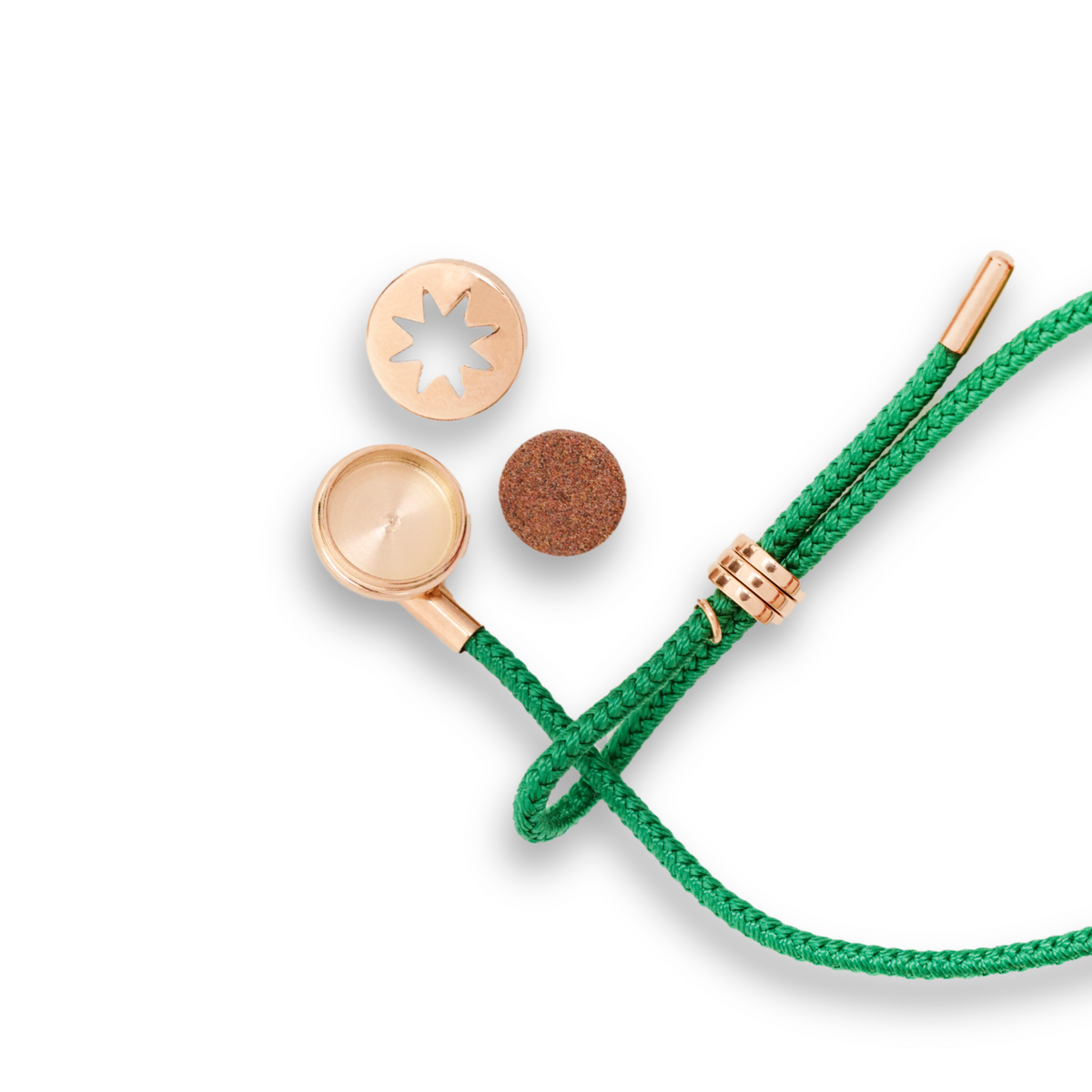 Green inspirational bracelet on model wrist
