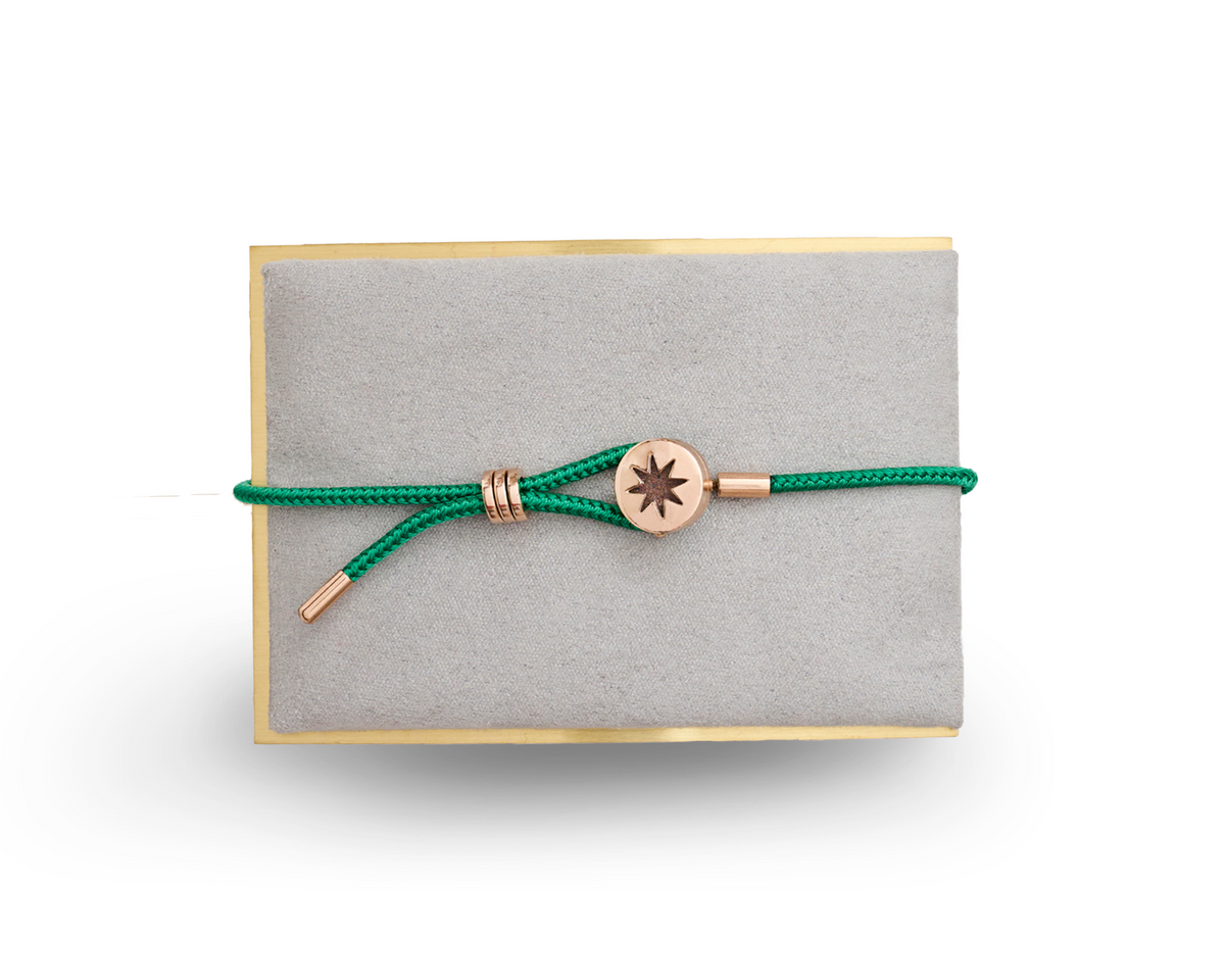 Positive affirmation bracelet in green finish