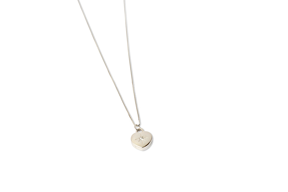 Love is Precious - Heart Necklace in White Gold